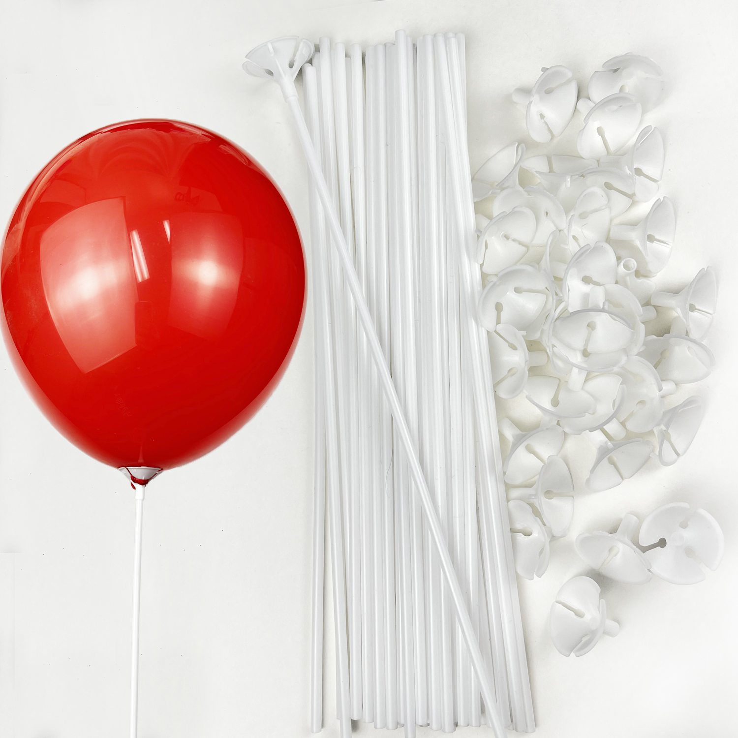 GIFTEXPRESS 60pcs 12 White Balloon Sticks, Plastic Balloon Sticks with  Cups for Birthday Party, Wedding, Anniversary Decorations 